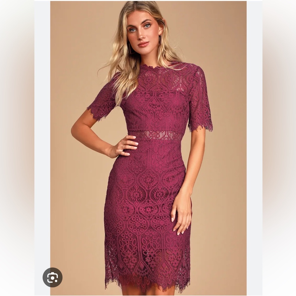 Lulu’s remarkable burgundy lace dress